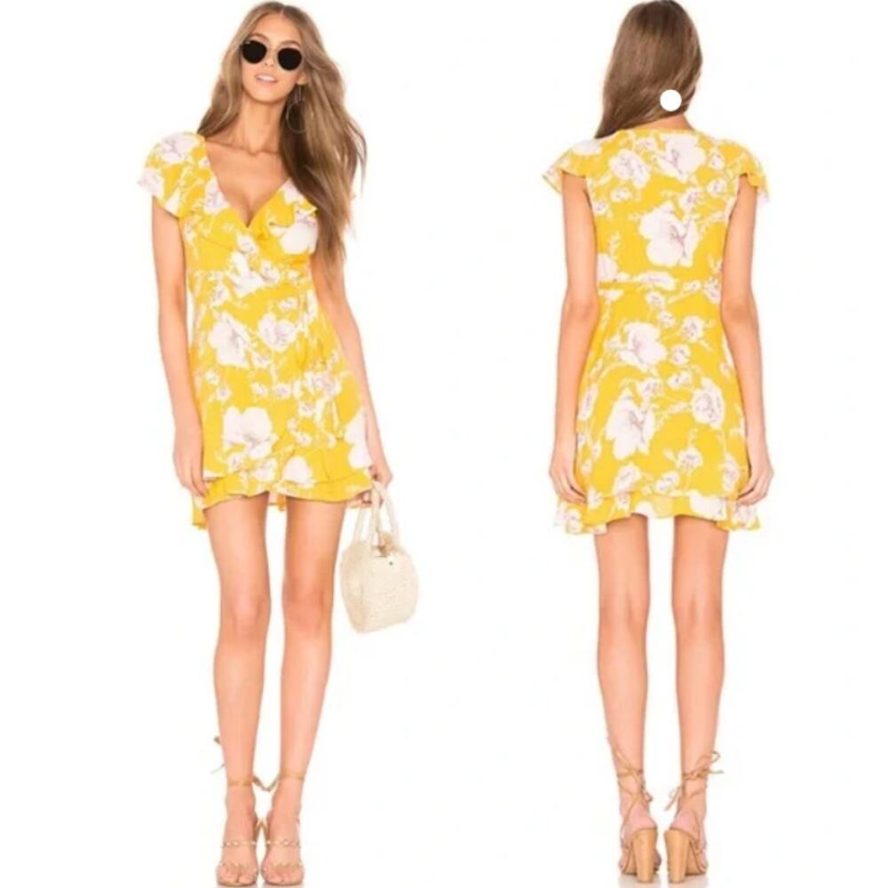 Free People Yellow Floral Mini Dress
